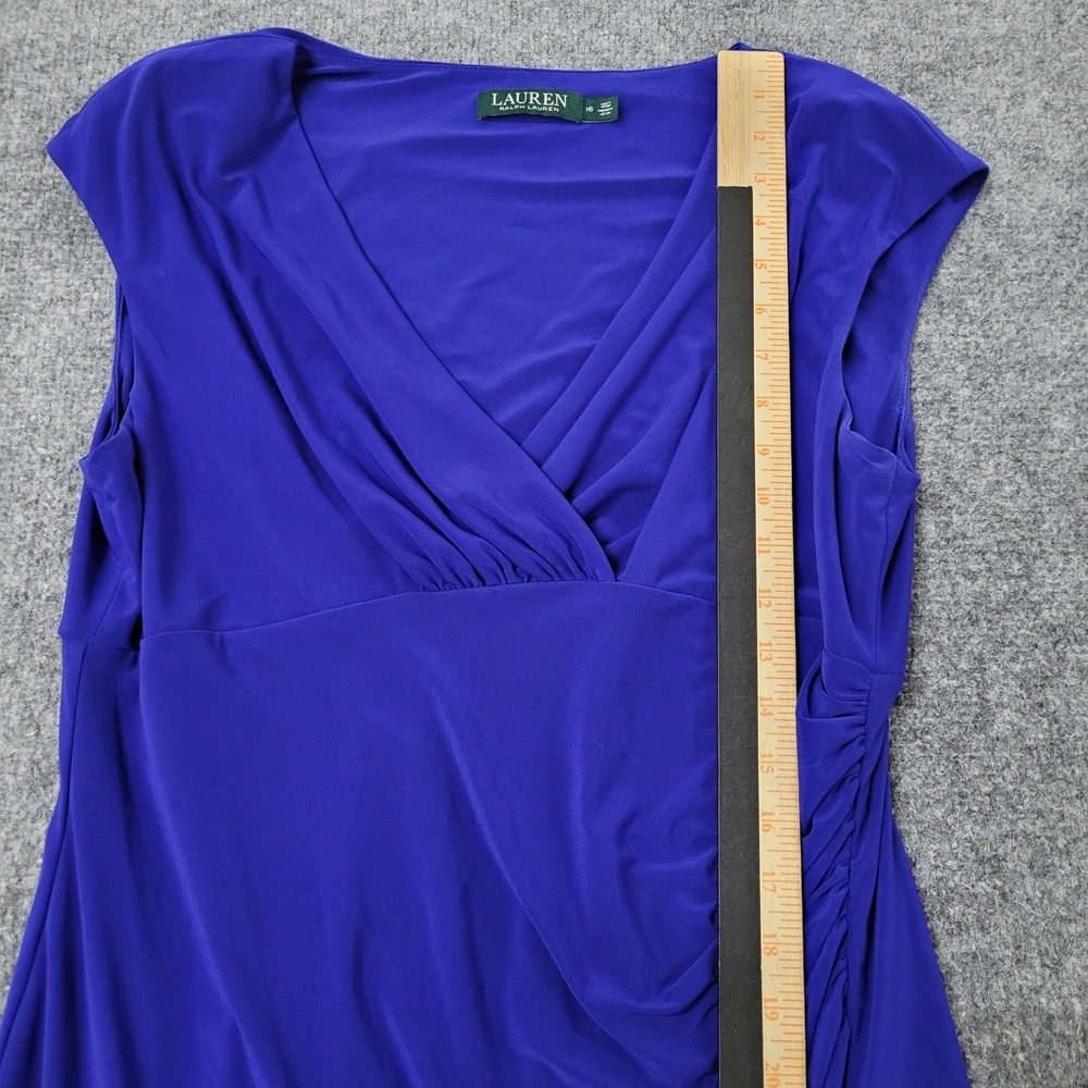Lauren Ralph Lauren Dress Womens 16 Royal Blue Surplice V-Neck Ruched Sheath